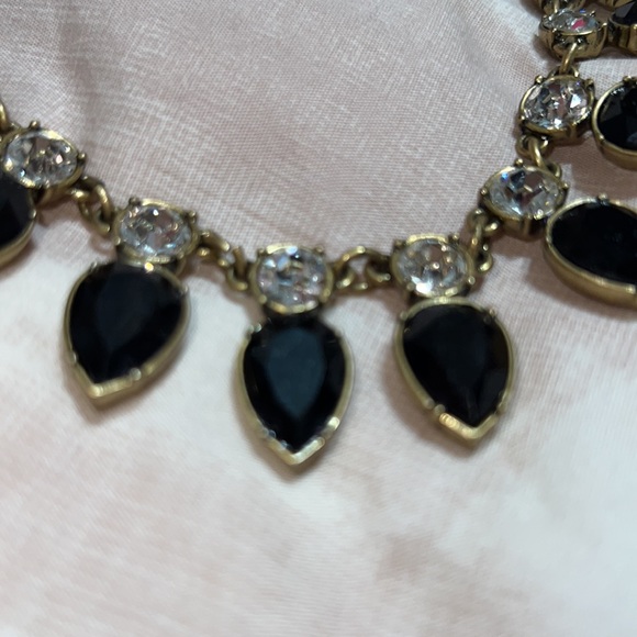 J Crew Black and Gold Crystal Statement Necklace - Picture 6 of 6